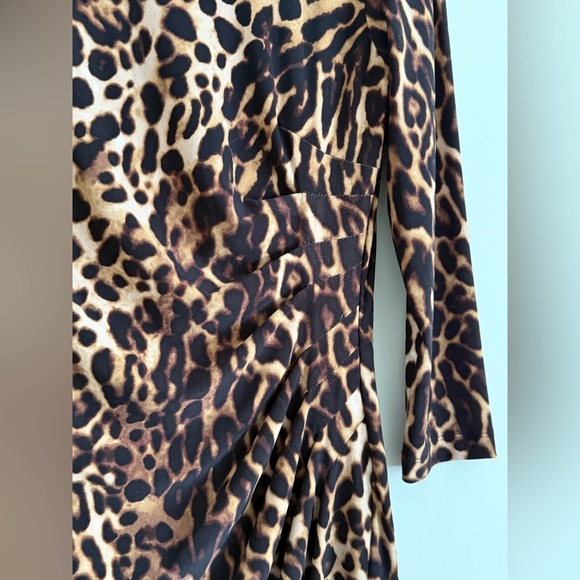 Lauren Ralph Lauren Leopard Print Sheath Dress with Side Ruching Womens Size 2 - Picture 4 of 11
